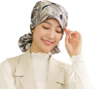 [KISS MY LIFE] 医療用帽子 ケア帽子 レディース 抗がん剤 ターバン かわいい おしゃれ プッチ柄 脱毛 就寝用 外出用 室内 癌 お洒落 抗がん剤 治療 スカーフ Magique Hat -Audrey スカーフ型リバーシブル