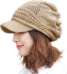 ニット帽 つば付き 春夏 秋 医療用帽子 おしゃれ レディース 大きめ 綿100% キャスケット