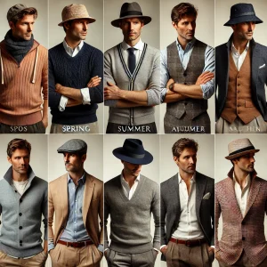 30代、40代、50代の帽子を使った帽子屋大人の春夏秋冬メンズコーディネート、着こなし