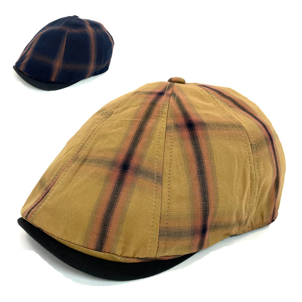サザナミ 8パネル ハンチング キャス チェック 春夏 帽子