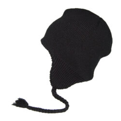 ニットガイドワッチ 耳当て ニット帽 イヤーフラップ ニットキャップ 黒