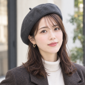 ベレー帽が似合う顔の形　面長