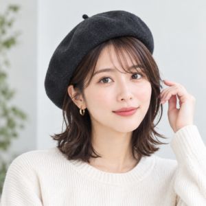 ベレー帽が似合う顔の形　卵型