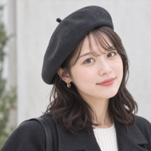 ベレー帽 かぶり方 斜めかぶり