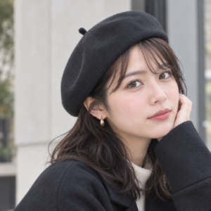 ベレー帽 かぶり方 深めにかぶる