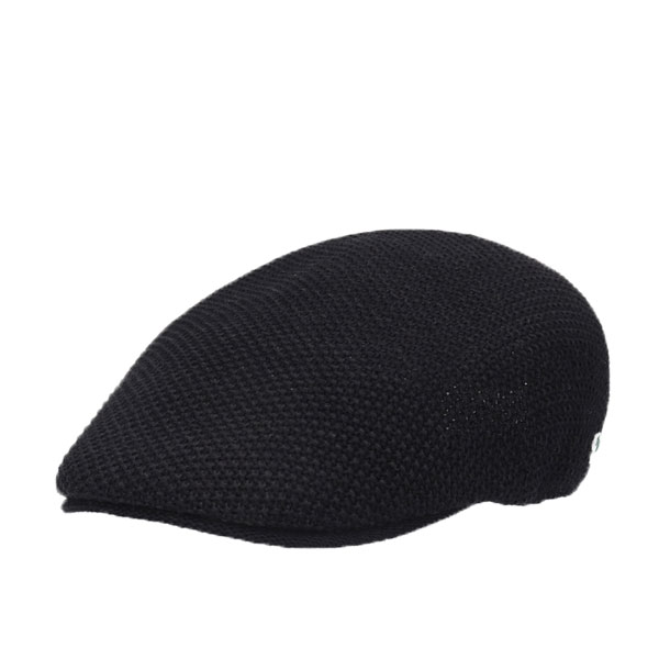 フォックス コットン ニット ハンチング帽 メンズ レディース 黒 帽子