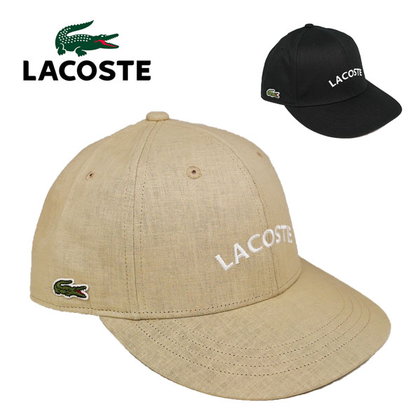 ラコステ 綿麻 キャップ L1398 メンズ レディース LACOSTE 黒 ベージュ