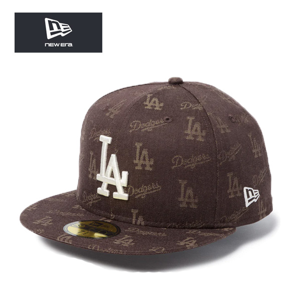 ニューエラ キャップ 59FIFTY MLB ジャガード ロサンゼルス ドジャーズ ブラウン 茶 ny