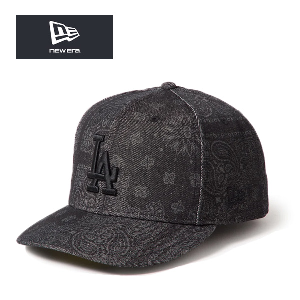 ニューエラ キャップ PC 59FIFTY Laser Burn Out Denim ロサンゼルス ドジャース ブラック 黒 ペイズリー柄 la