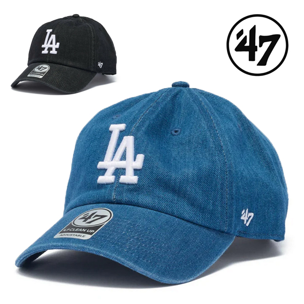 47 キャップ クリーンナップ ロサンゼルス・ドジャース デニムコレクション 黒 ブルー