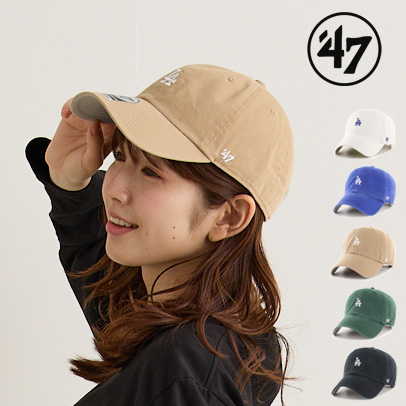 47 キャップ クリーンアップ ミニロゴ ドジャース la ブラック ベージュ 白