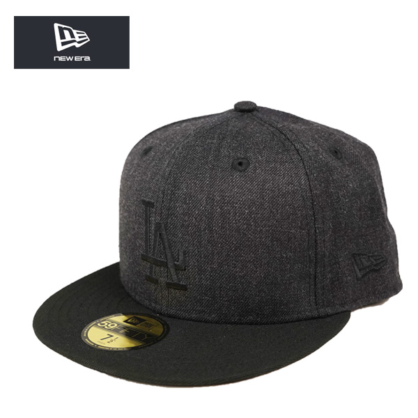 ニューエラ 59FIFTY キャップ ヘザーパック ロサンゼルス ドジャーズ 黒 ブラック la