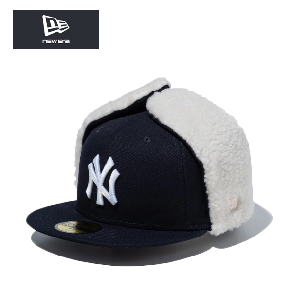 ニューエラ 耳当て付き キャップ 59FIFTY Dog Ear ドッグイヤー チームカラー ニューヨーク・ヤンキース ネイビー NY NEW ERA