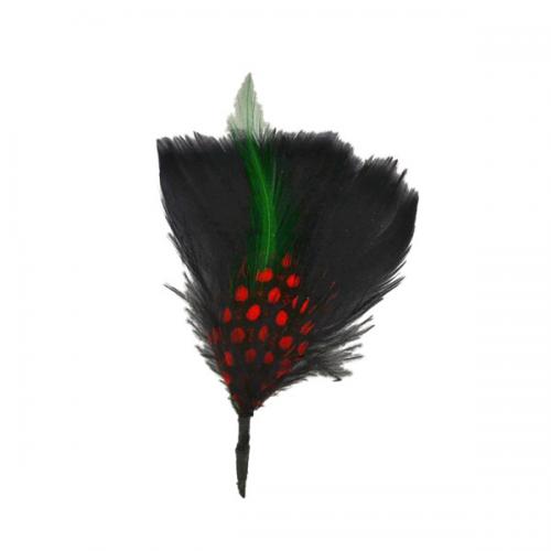 帽子の羽根飾りA/黒(赤いドット・差し色グリーン)